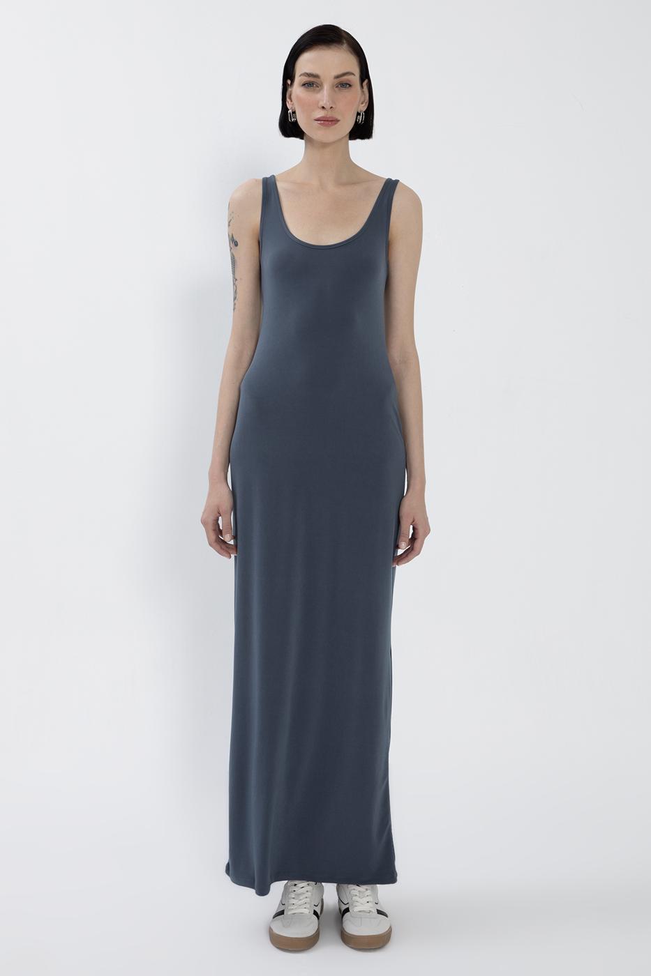 BSL Women Wide Collar Sleeveless Maxi Slim Fit Dress - Peterborough
