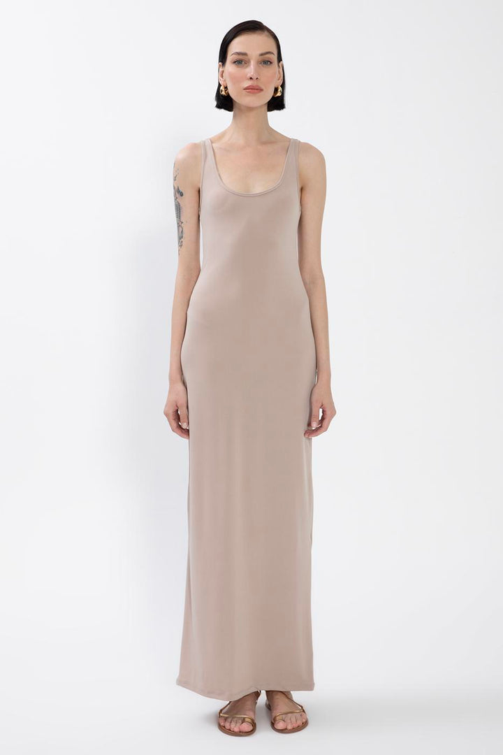BSL Women Wide Collar Sleeveless Maxi Slim Fit Dress - Winnipeg
