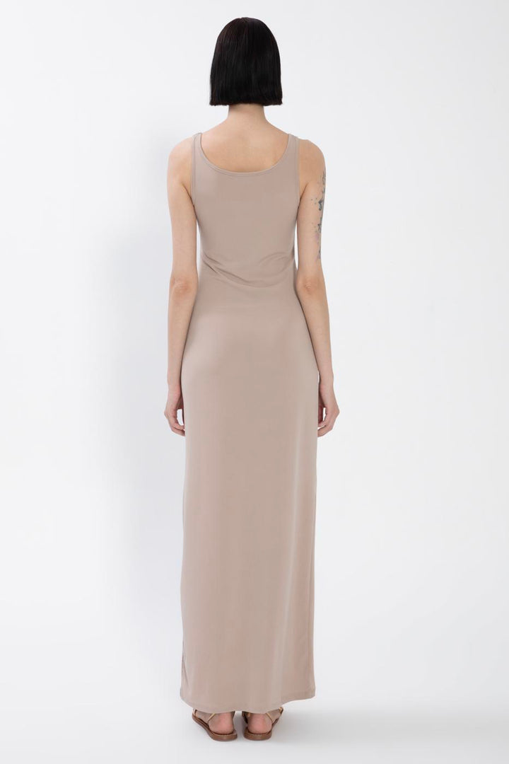 BSL Women Wide Collar Sleeveless Maxi Slim Fit Dress - Winnipeg