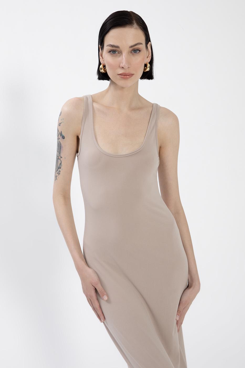 BSL Women Wide Collar Sleeveless Maxi Slim Fit Dress - Winnipeg