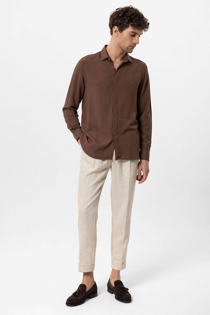 ANT Hidden Button Linen Blend Men's Shirt - Norwalk