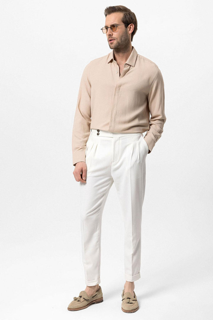 ANT Hidden Button Linen Blend Men's Shirt - Sorel-Tracy