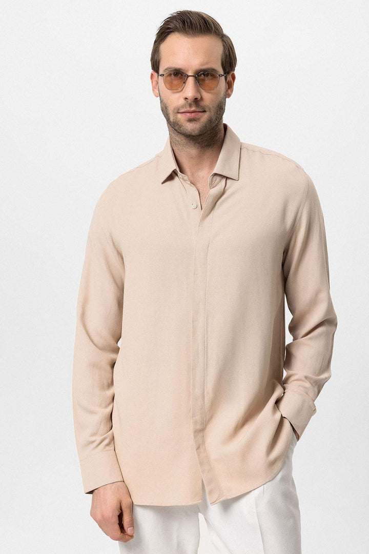 ANT Hidden Button Linen Blend Men's Shirt - Sorel-Tracy