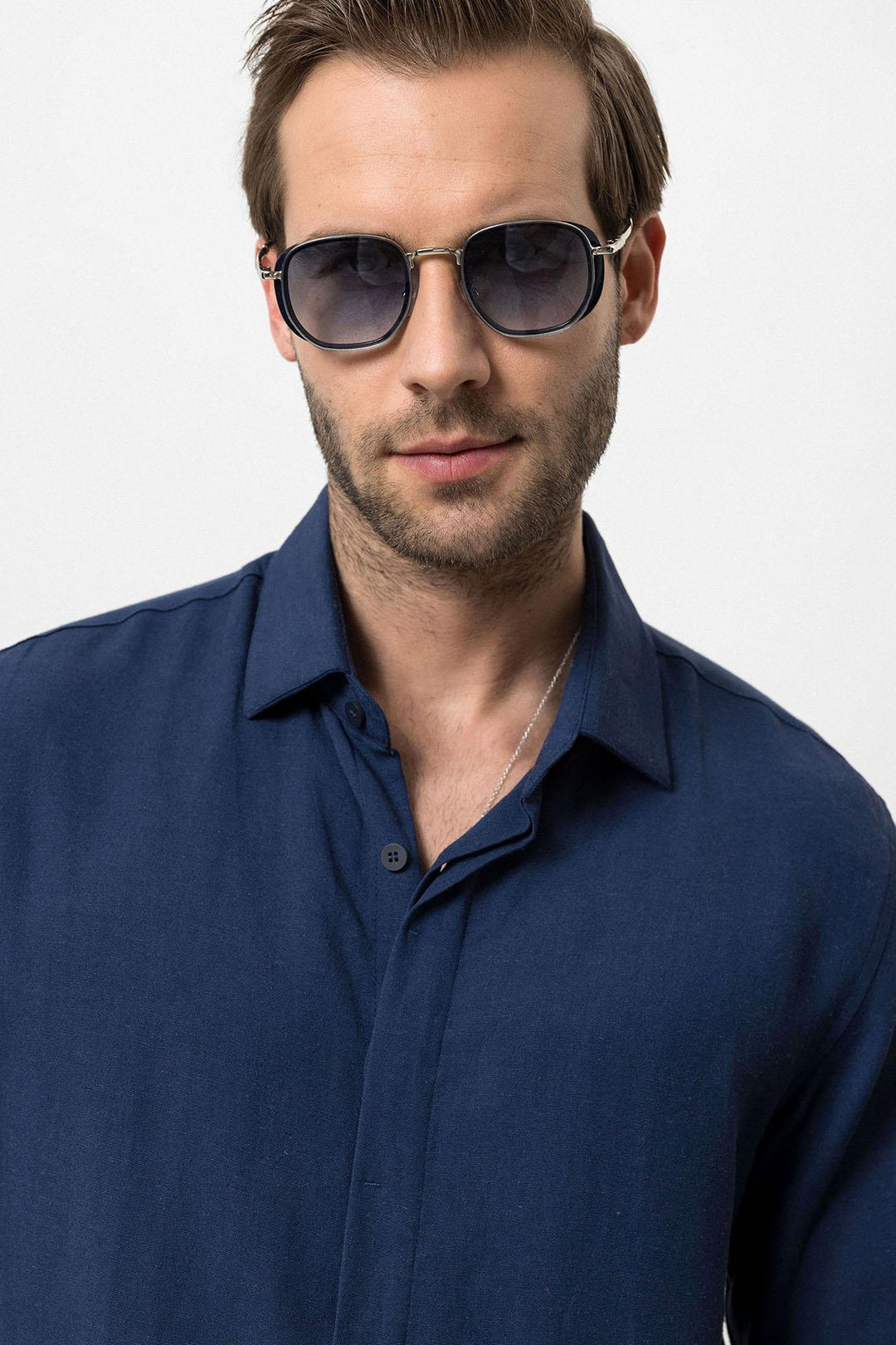ANT Hidden Button Linen Blend Men's Shirt - Canberra