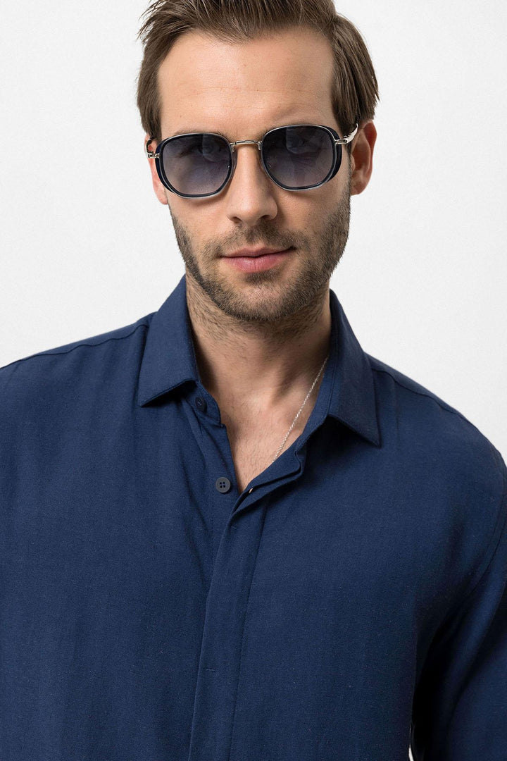 ANT Hidden Button Linen Blend Men's Shirt - Canberra