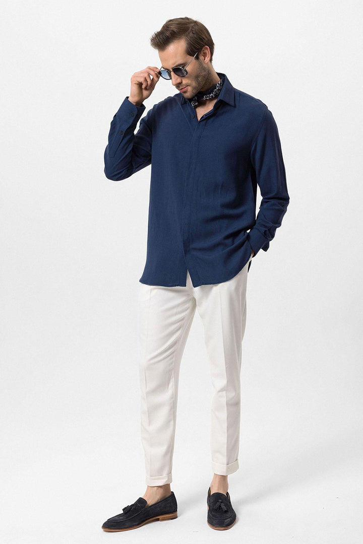 ANT Hidden Button Linen Blend Men's Shirt - Canberra