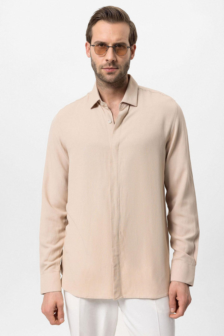 ANT Hidden Button Linen Blend Men's Shirt - Sorel-Tracy