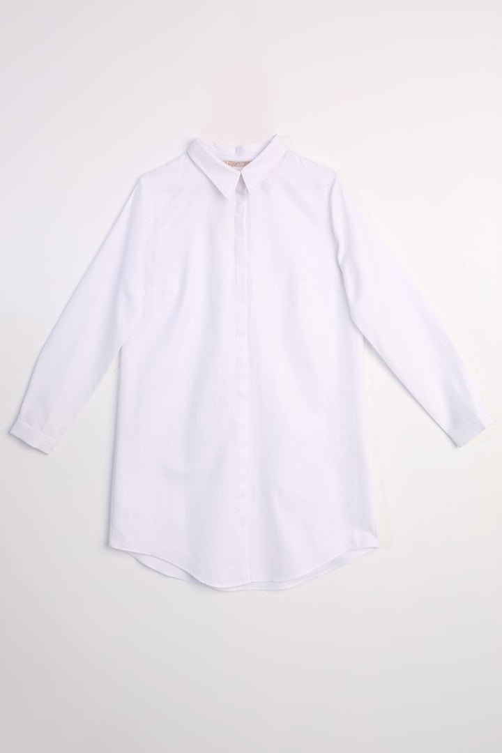 TLD Women Allday White Hidden Snap Shirt Tunic - Marcianise
