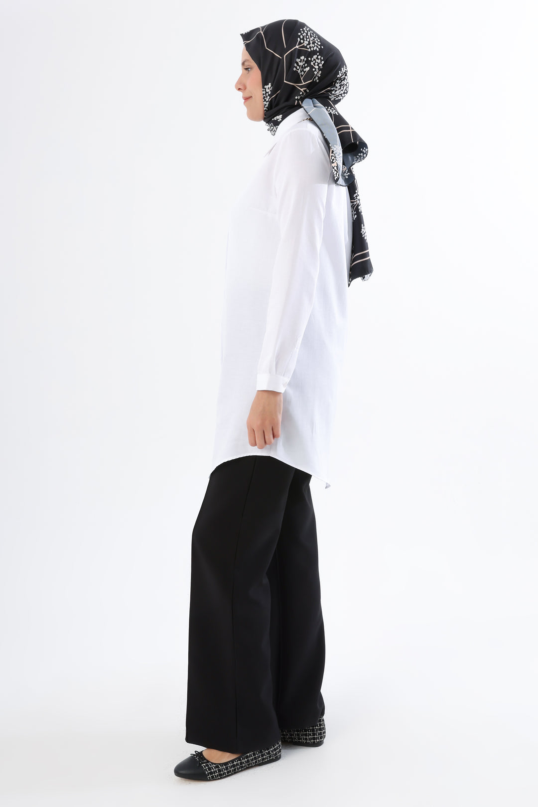 TLD Women Allday White Hidden Snap Shirt Tunic - Marcianise