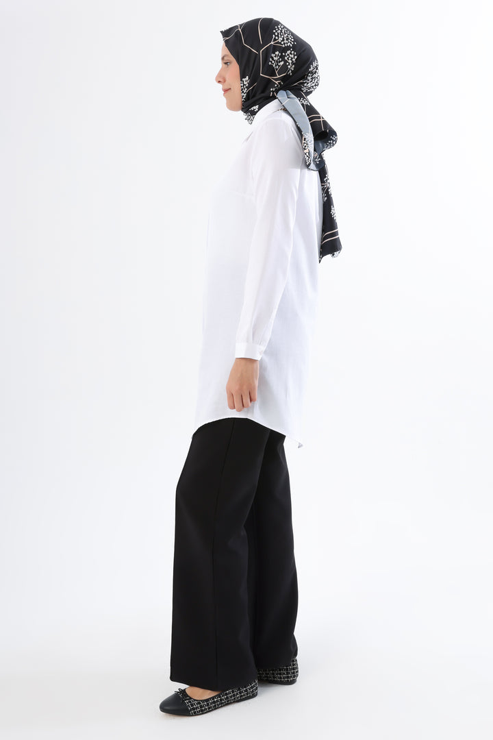 TLD Women Allday White Hidden Snap Shirt Tunic - Marcianise