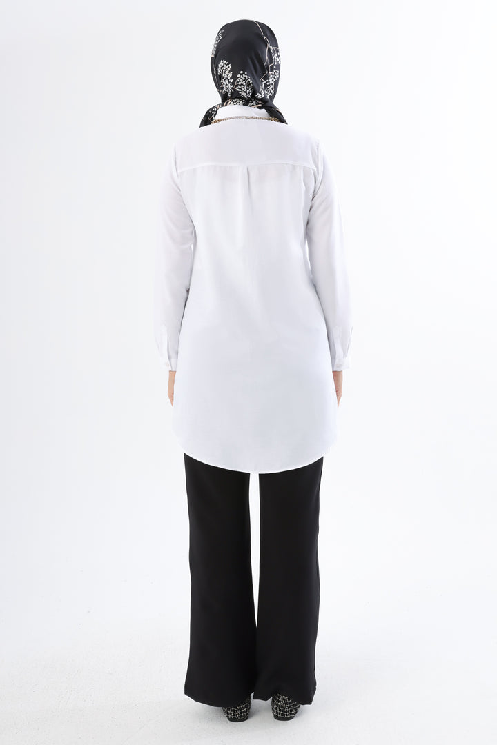 TLD Women Allday White Hidden Snap Shirt Tunic - Marcianise
