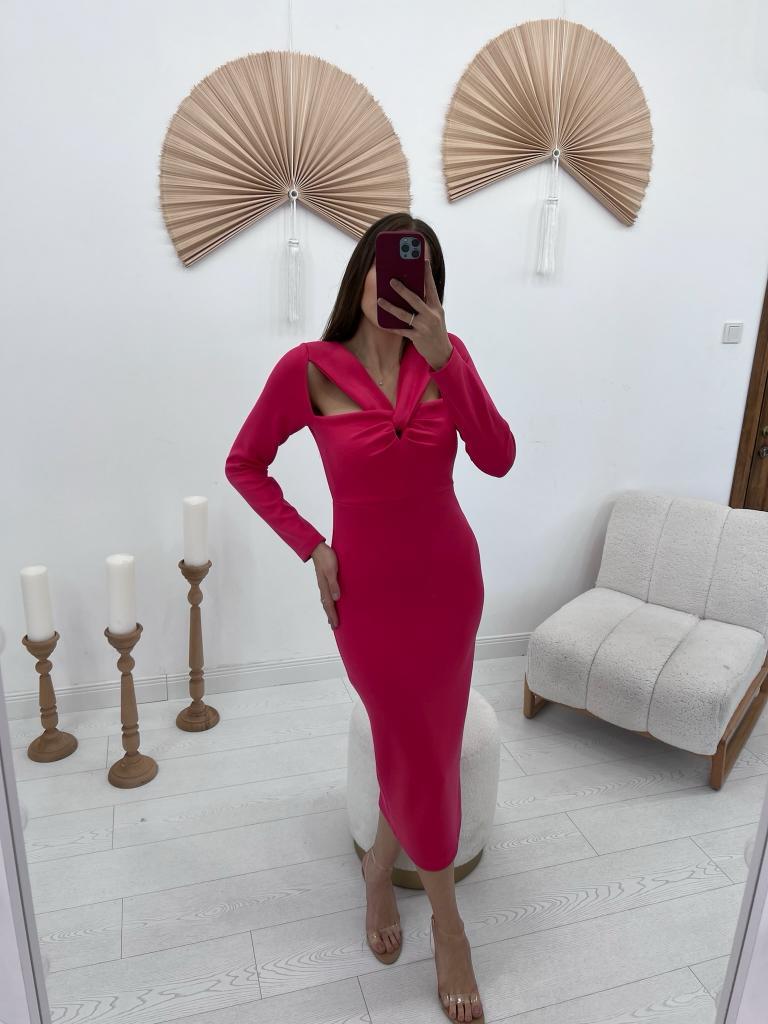 ELS Twisted Chest Dress - Fuchsia - Barcelos