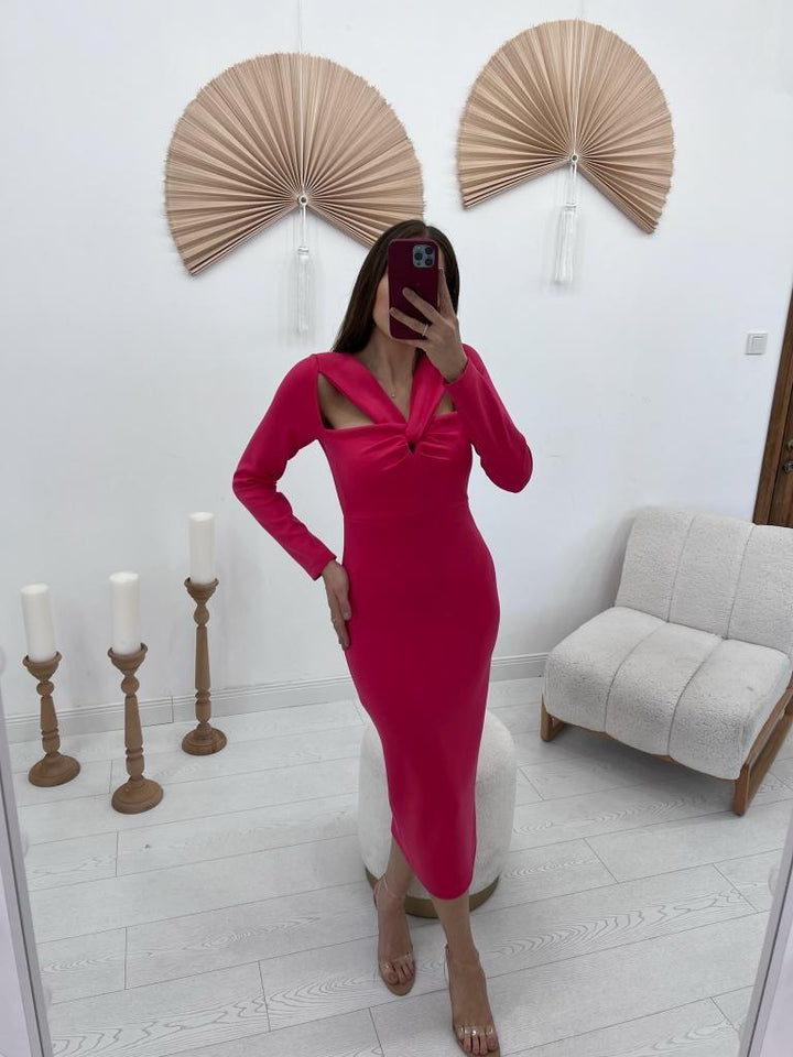 ELS Twisted Chest Dress - Fuchsia - Barcelos