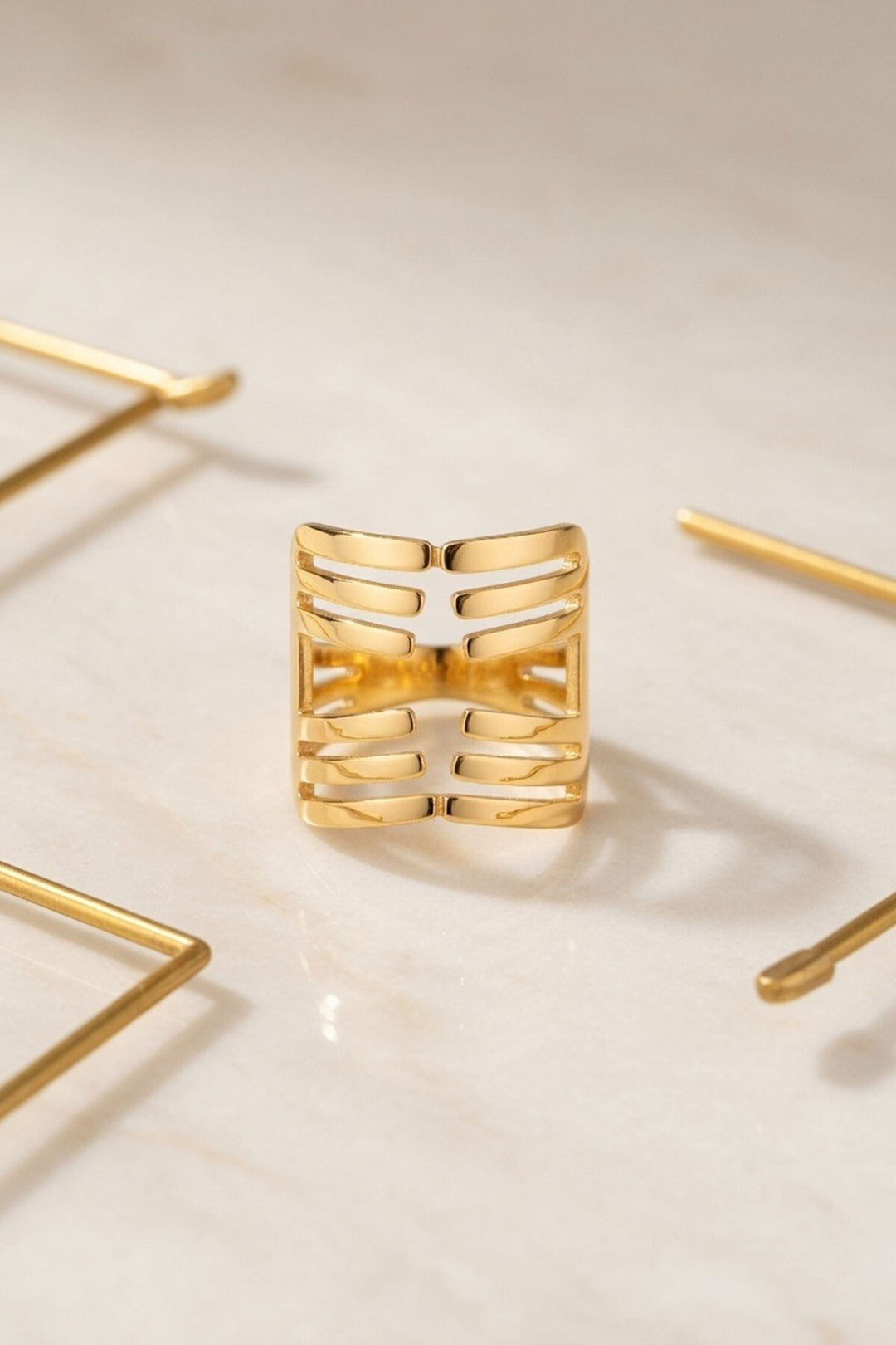 Gold Ayarlanabilir Sıralı Tasarım Yüzük - Mandeville