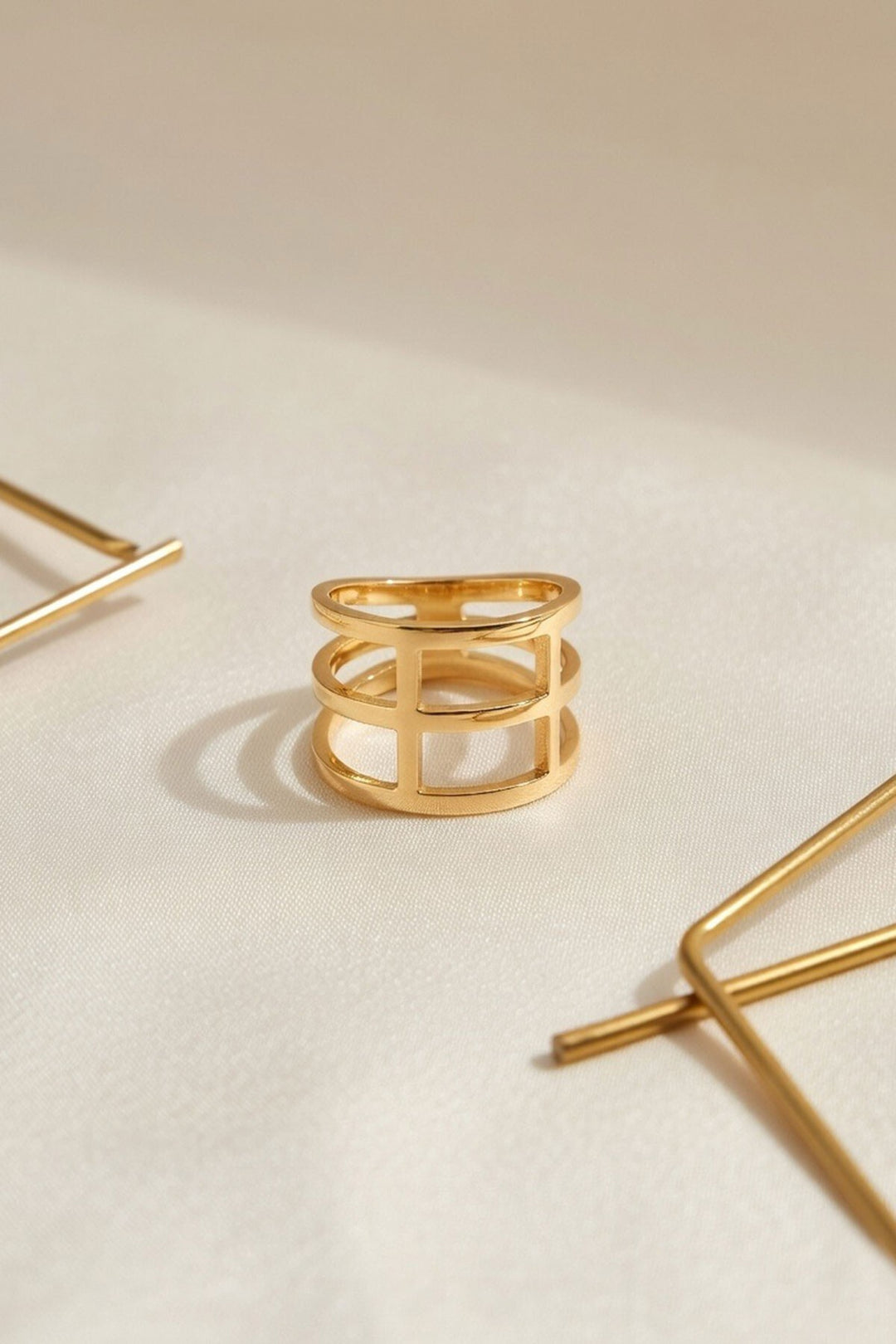 Gold Ayarlanabilir Sıralı Tasarım Yüzük - Preston