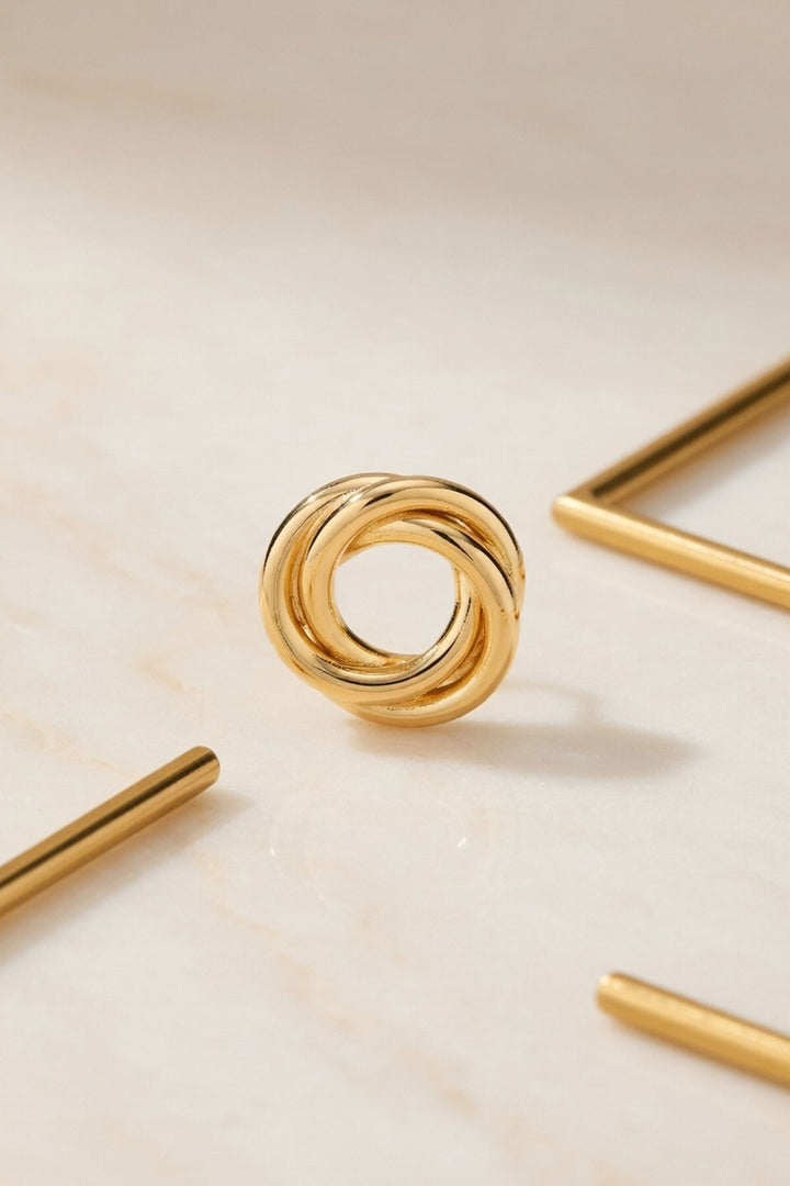 Gold Burgu Detaylı Yuvarlak Mini Halka Küpe - Ascoli Piceno