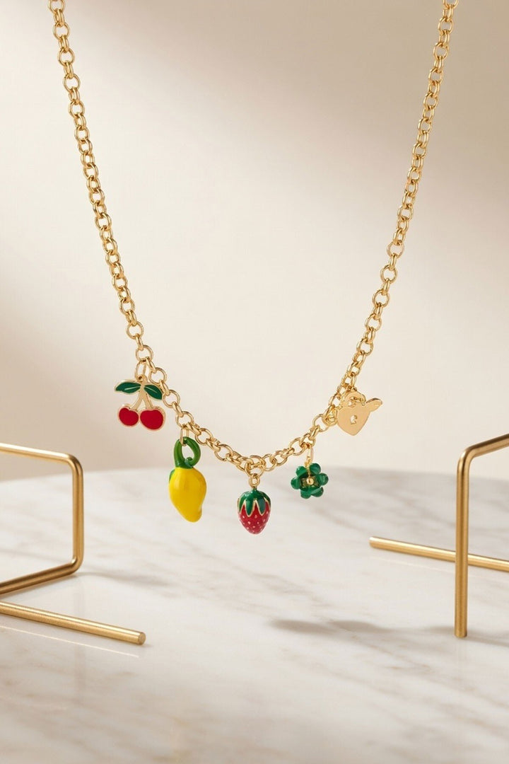 Gold Çilek Ve Limon Figürlü Charm Kolye - Bathurst