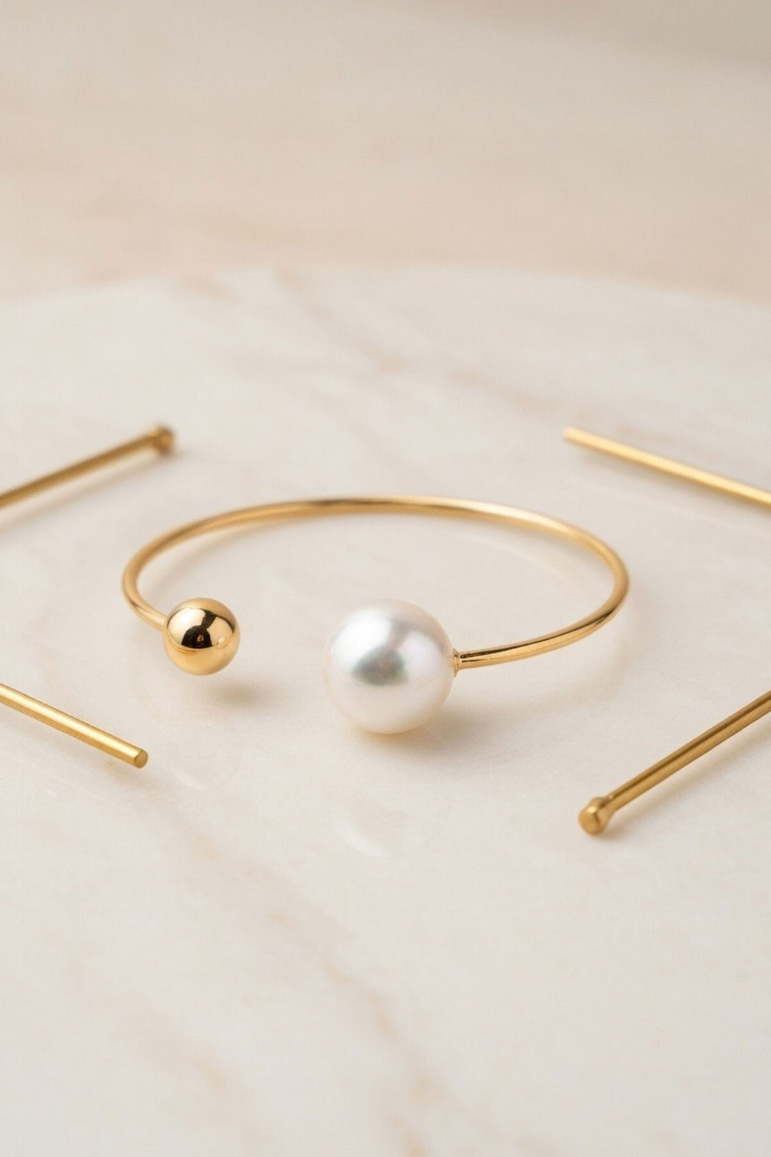 Gold İnci Detaylı Minimalist Bileklik - Medemblik