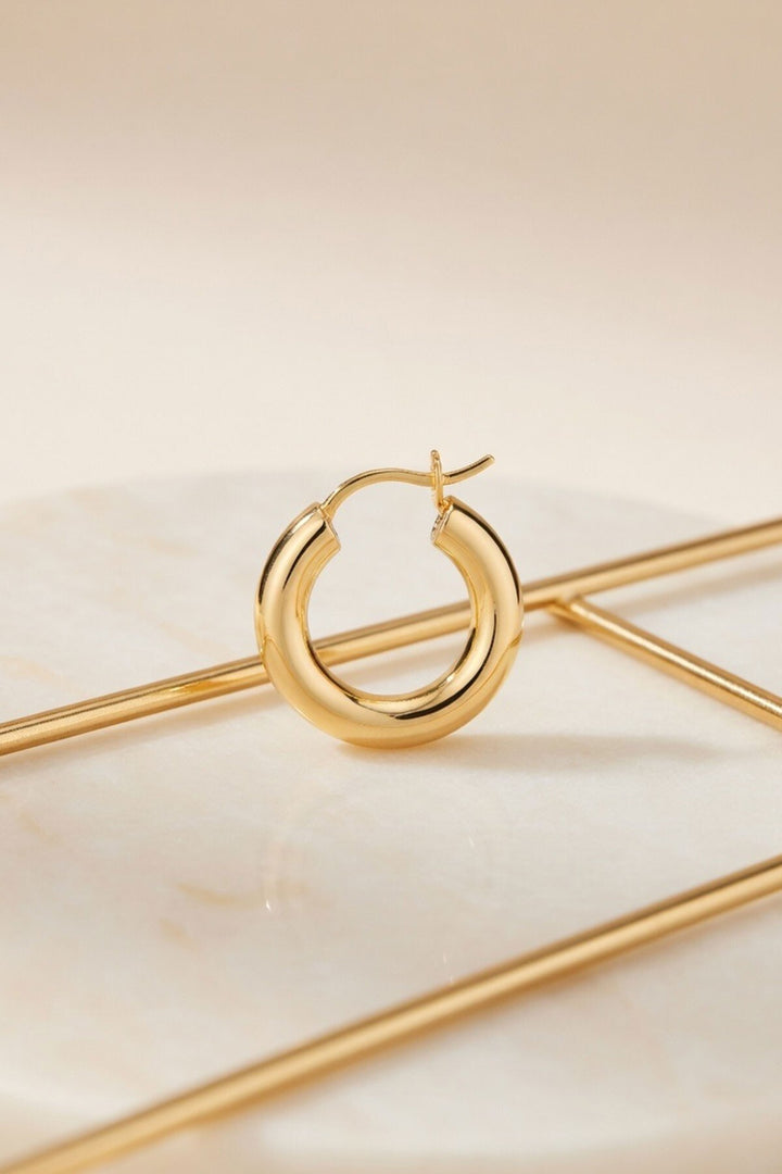 Gold Oval Kenarlı Mini Halka Küpe - Haarlem