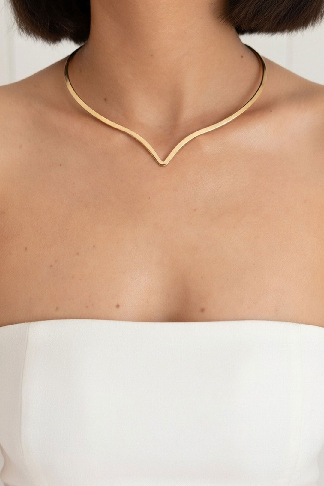 Gold Özel Kesimli Tasma Choker Kolye - Mérida