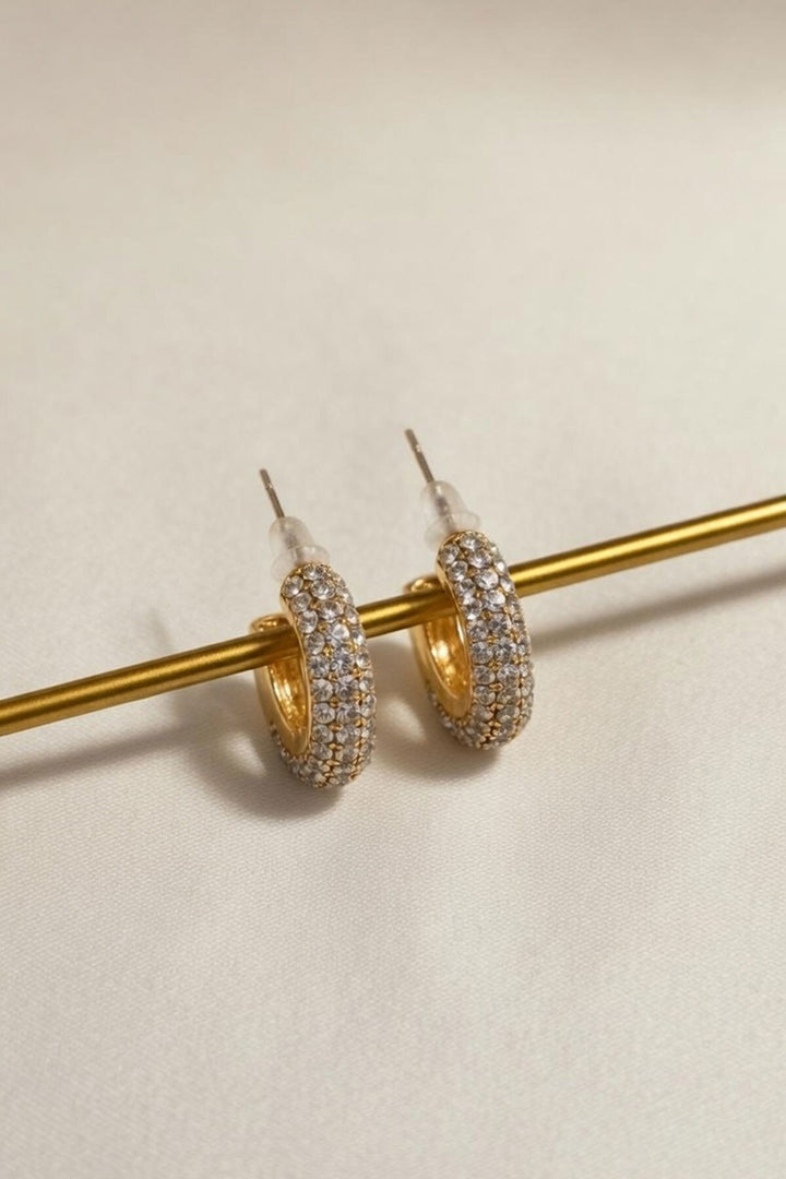 Gold Taşlı Mini Küpe - Trento
