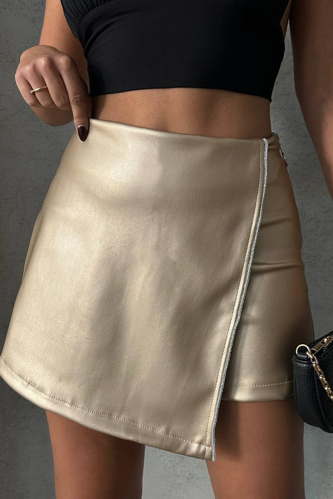 Gold Slit Shorts Skirt BCHN-25260018 - West Jordan