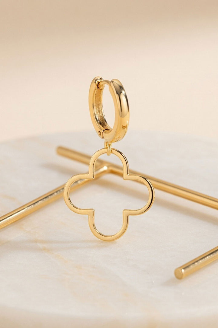 Gold Yonca Desenli Dokulu Mini Küpe - Brixton
