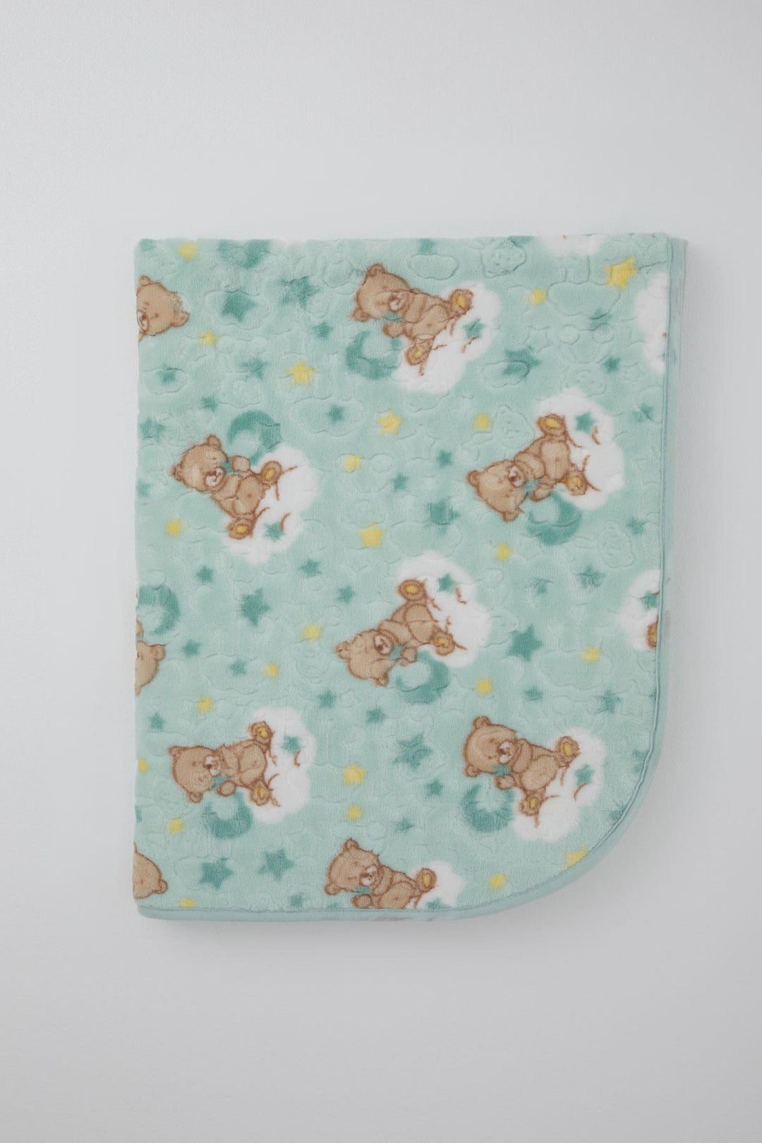 BRE Golden Golden Newborn Baby Blanket Embossed Embossed Bear Pattern Standard, Water Green - Salina