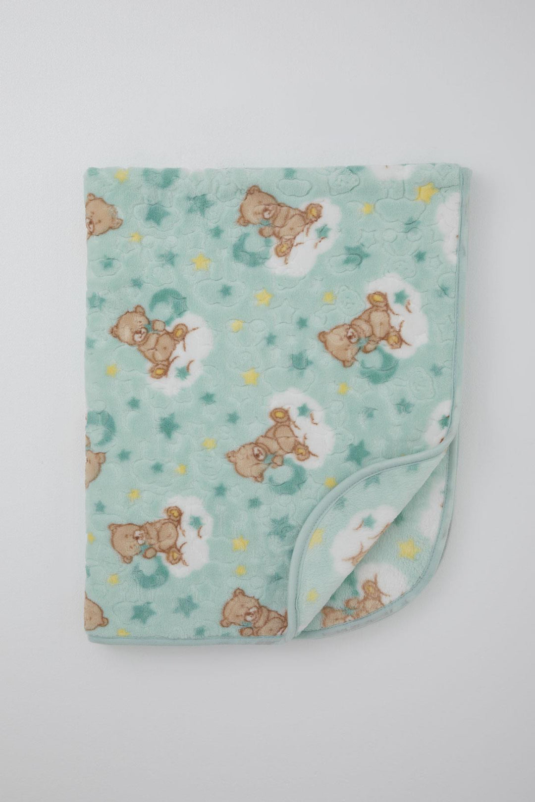 BRE Golden Golden Newborn Baby Blanket Embossed Embossed Bear Pattern Standard, Water Green - Salina