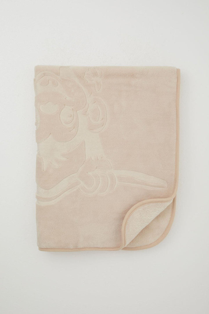 BRE Golden Golden Newborn Baby Blanket Embossed Embossed Monkey Printed Standard, Beige - Temascal