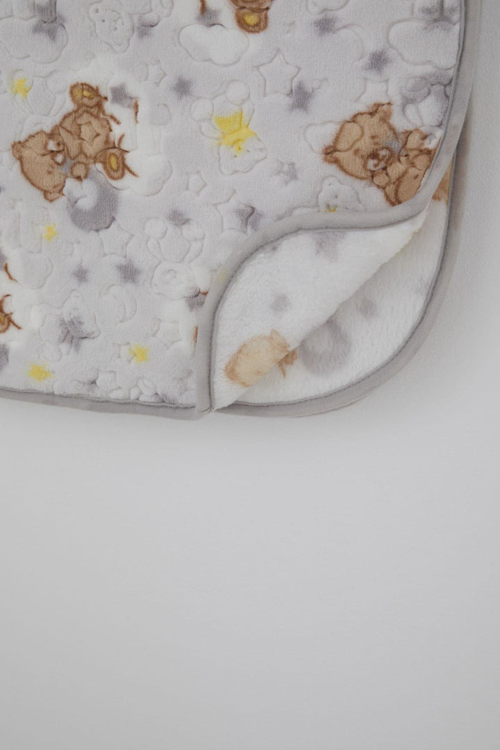 BRE Golden Golden Newborn Baby Blanket Embossed Embossed Bear Pattern Standard, Light Grey - Warren