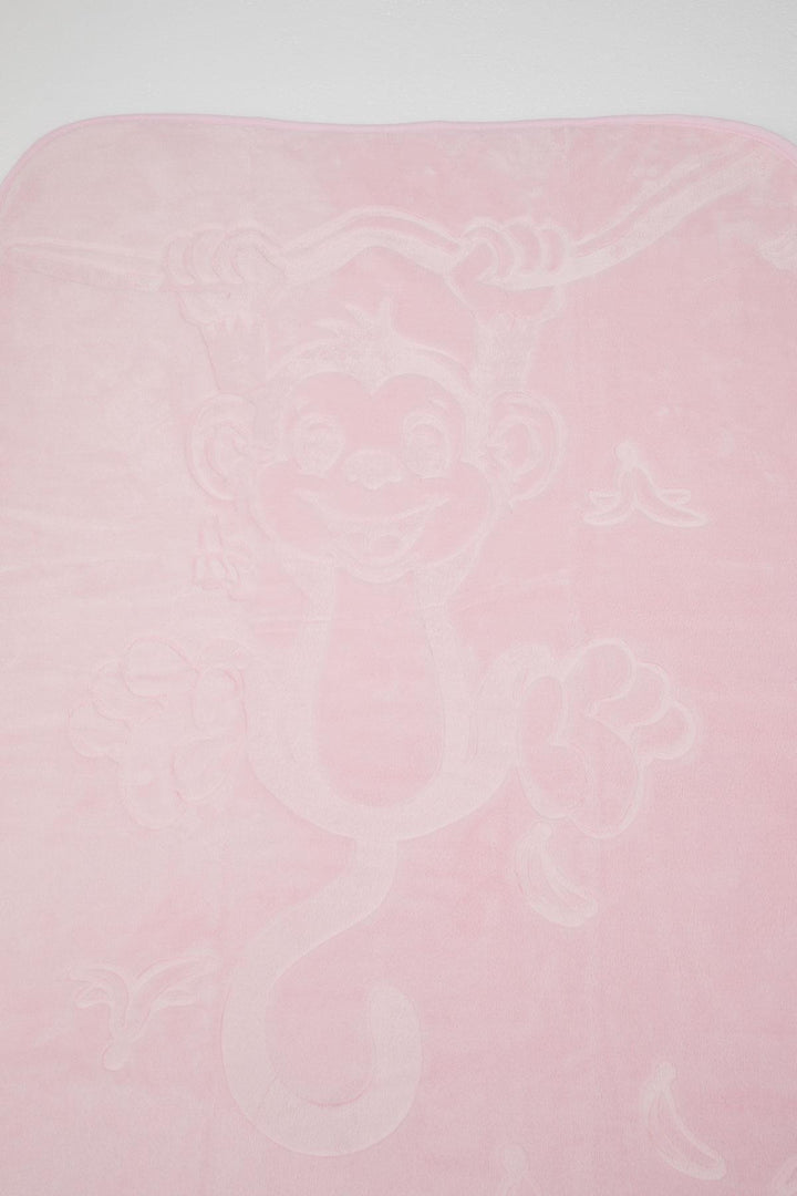 BRE Golden Golden Newborn Baby Blanket Embossed Embossed Monkey Printed Standard, Pink - La Piedad