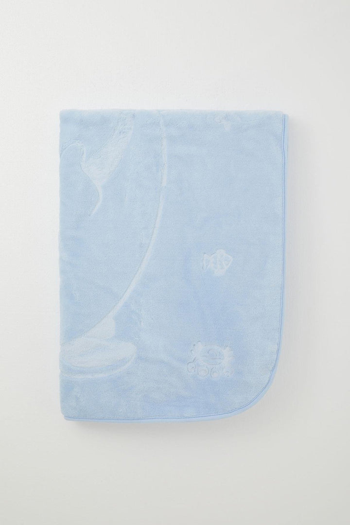 BRE Golden Golden Newborn Baby Blanket Embossed Embossed Monkey Printed Standard, Blue - St. Joseph