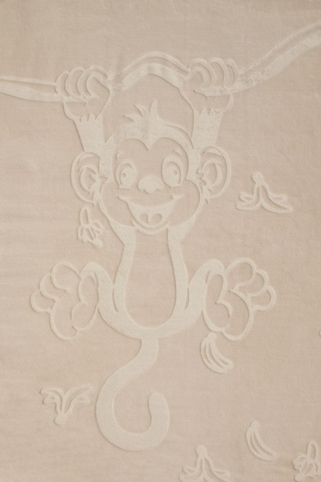 BRE Golden Golden Newborn Baby Blanket Embossed Embossed Monkey Printed Standard, Beige - Temascal
