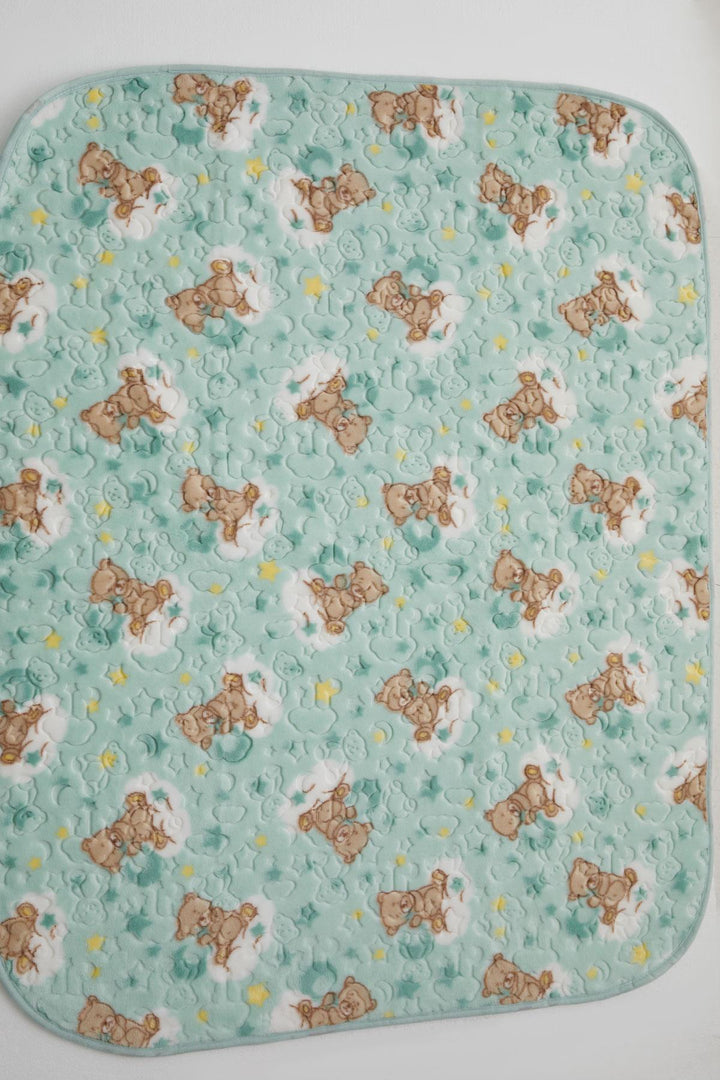BRE Golden Golden Newborn Baby Blanket Embossed Embossed Bear Pattern Standard, Water Green - Salina