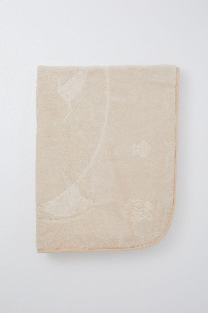 BRE Golden Golden Newborn Baby Blanket Embossed Embossed Monkey Printed Standard, Beige - Tinley Park