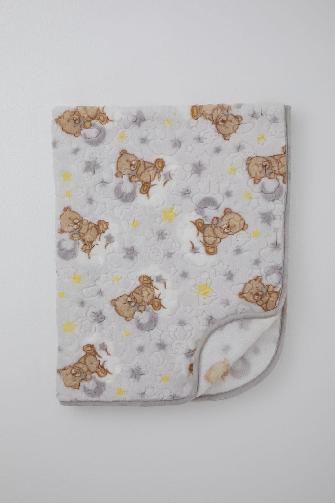 BRE Golden Golden Newborn Baby Blanket Embossed Embossed Bear Pattern Standard, Light Grey - Warren