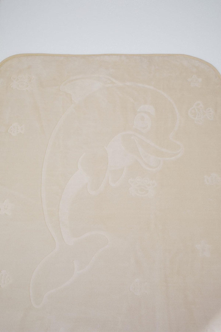 BRE Golden Golden Newborn Baby Blanket Embossed Embossed Monkey Printed Standard, Beige - Tinley Park