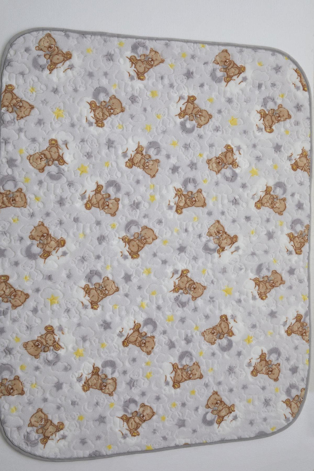 BRE Golden Golden Newborn Baby Blanket Embossed Embossed Bear Pattern Standard, Light Grey - Warren