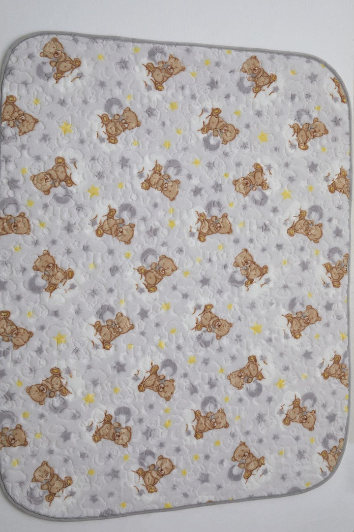 BRE Golden Golden Newborn Baby Blanket Embossed Embossed Bear Pattern Standard, Light Grey - Warren