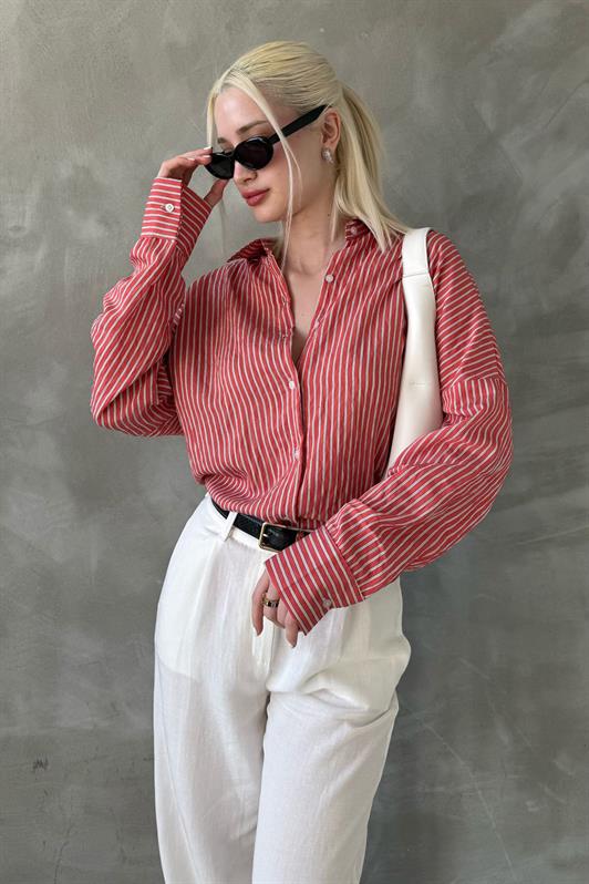MDX Tile Striped Oversized Women's Shirt Mg2327 - Simferopol
