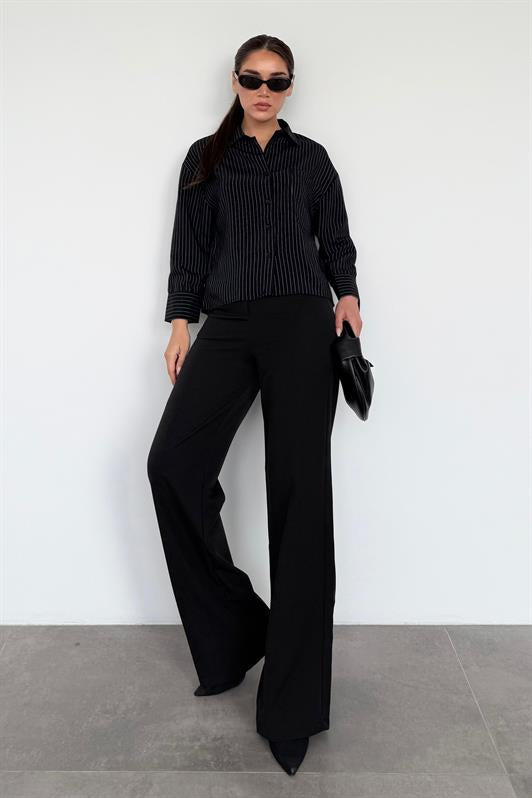 MDX Black Striped Oversized Women's Shirt MG2093 - Teruel
