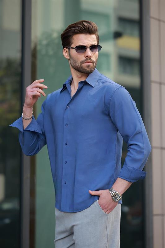 MDX Blue Basic Long Sleeve Men's Shirt E6762 - Bozeman