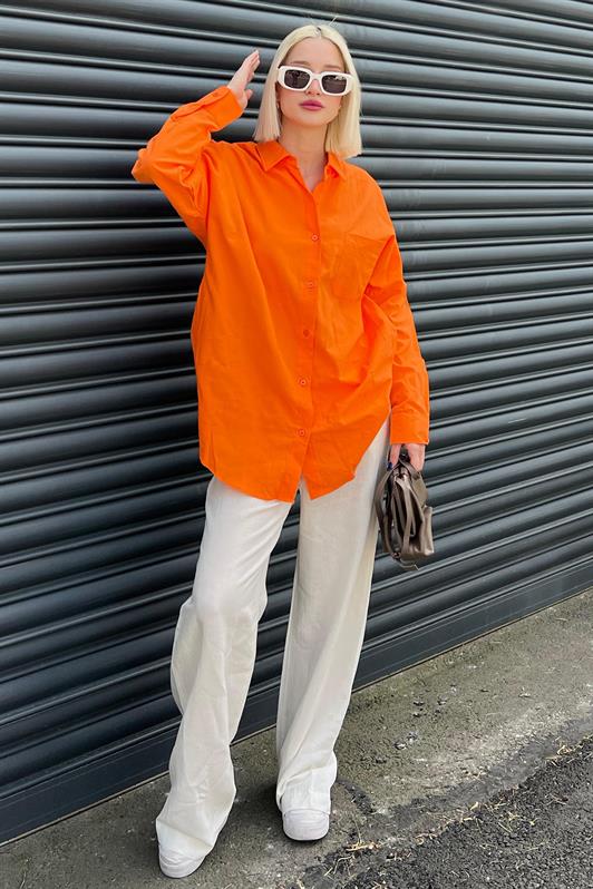 MDX Orange Oversize Basic Pocket Poplin Shirt MG1530 - Indian Trail
