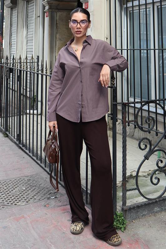 MDX Brown Basic Women's Shirt Mg2355 - Terni