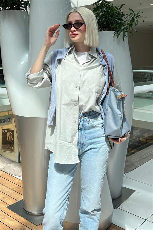 MDX Gray Oversize Basic Pocket Poplin Shirt MG1530 - Úbeda