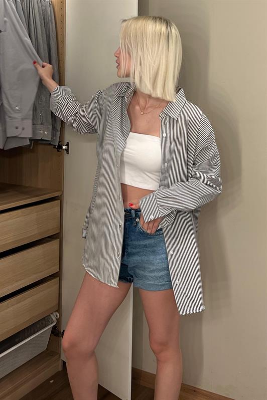 MDX Black Striped Oversized Shirt MG1525 - La Spezia