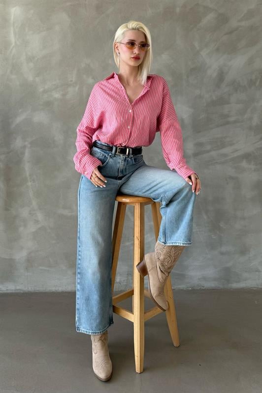 MDX Pink Striped Oversized Women's Shirt Mg2327 - Neustadt