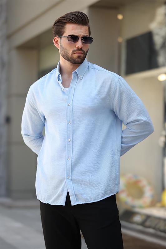 MDX Bebe Mavisi Uzun Kollu Oversize Erkek Gömlek 6735 - Progreso
