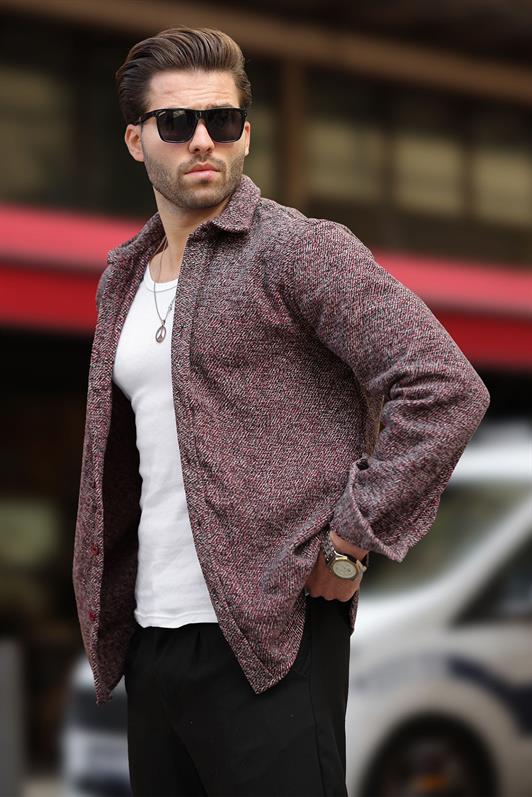 MDX Red Patterned Men's Jacket Shirt E6755 - Rouen